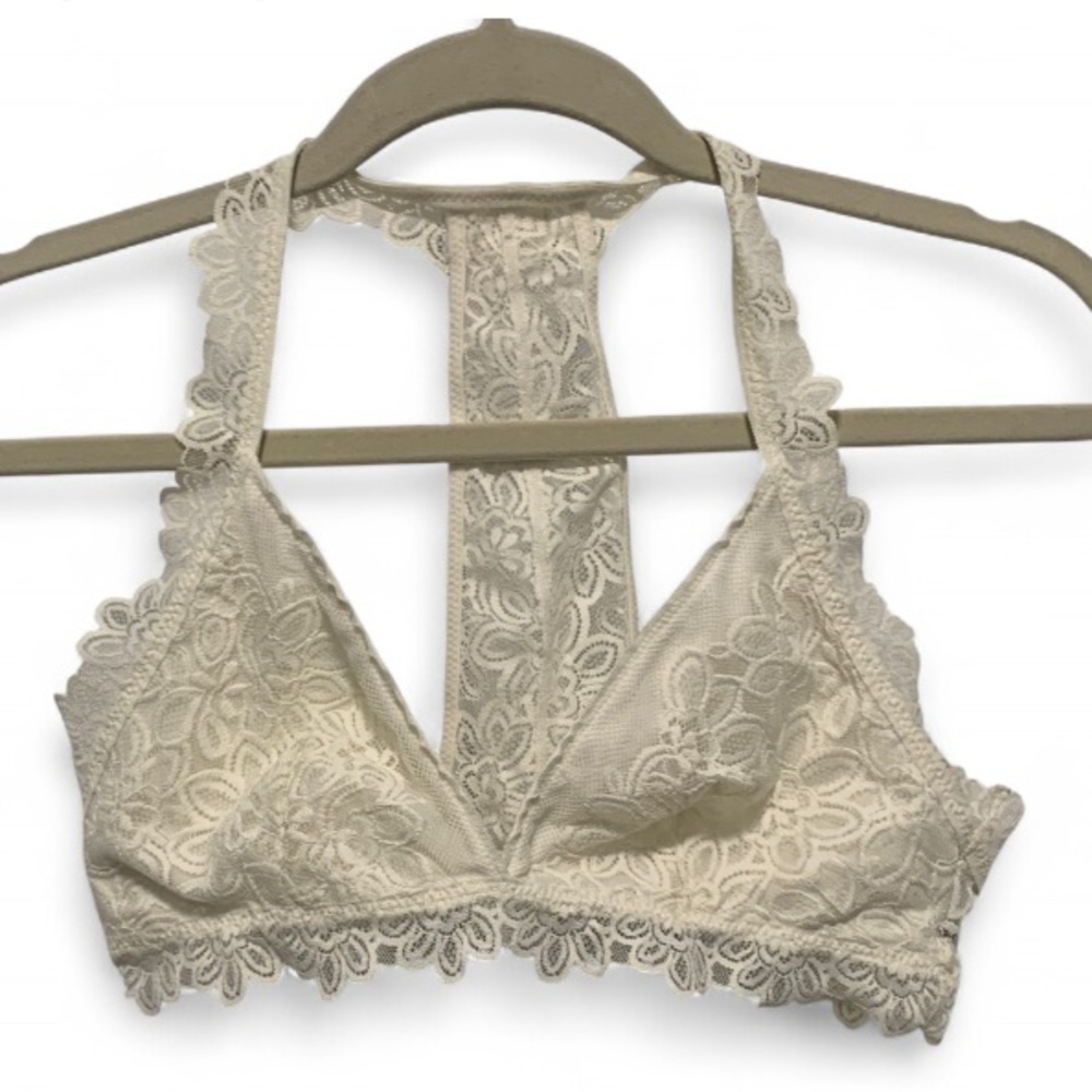 aerie Lace Racerback Bralette in Cream